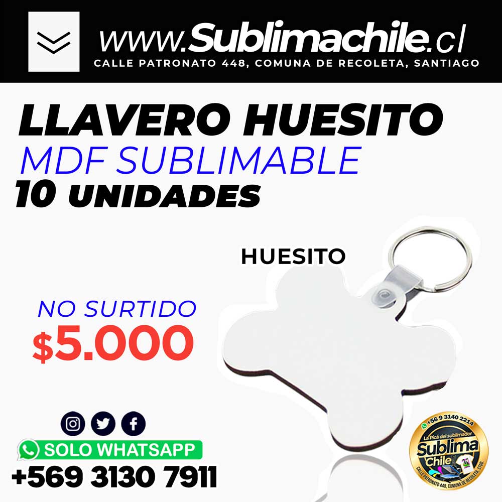 LLaveros Huesito Sublimables 10uni 1 LLaveros Huesito Sublimables 10uni