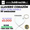 LLaveros de Corazón Sublimables 10 uni