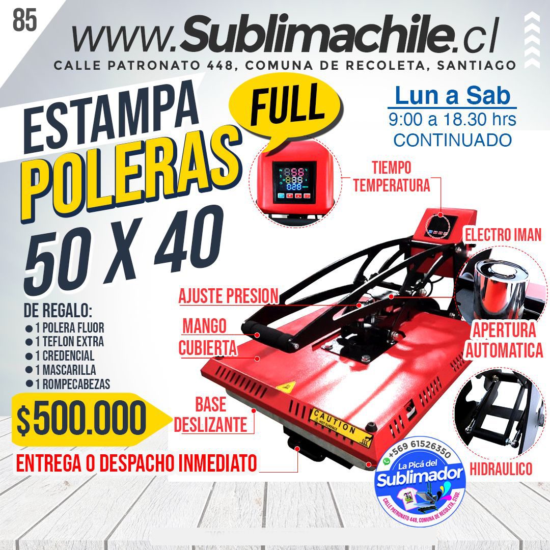 Maquina Estampadora de Poleras FULL 60x40 cm 1 Maquina Estampadora de Poleras FULL 60x40 cm