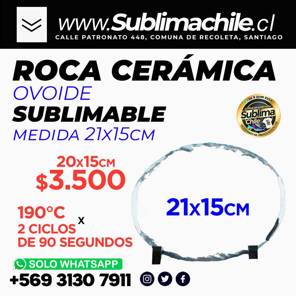 Roca cerámica Ovoide Sublimable 19x14 cm - Ovoide 1 Roca cerámica Ovoide Sublimable 19x14 cm - Ovoide