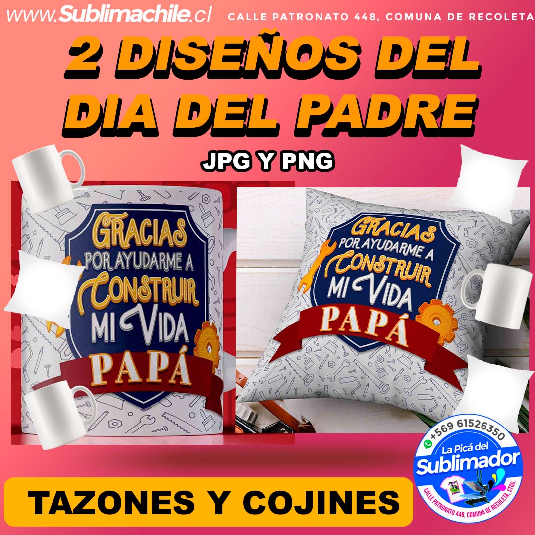 2 Diseños Dia del Padre para Sublimar Tazones y Cojines Editables - JPG y PSD 1 2 Diseños Dia del Padre para Sublimar Tazones y Cojines Editables - JPG y PSD