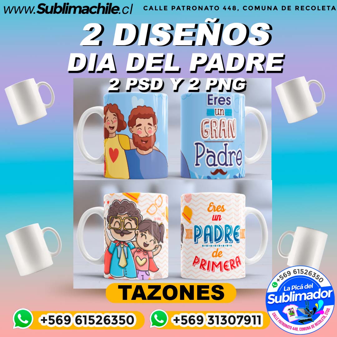2 Diseños Día del Padre para sublimar tazones - PNG y PSD Editables 1 2 Diseños Día del Padre para sublimar tazones - PNG y PSD Editables