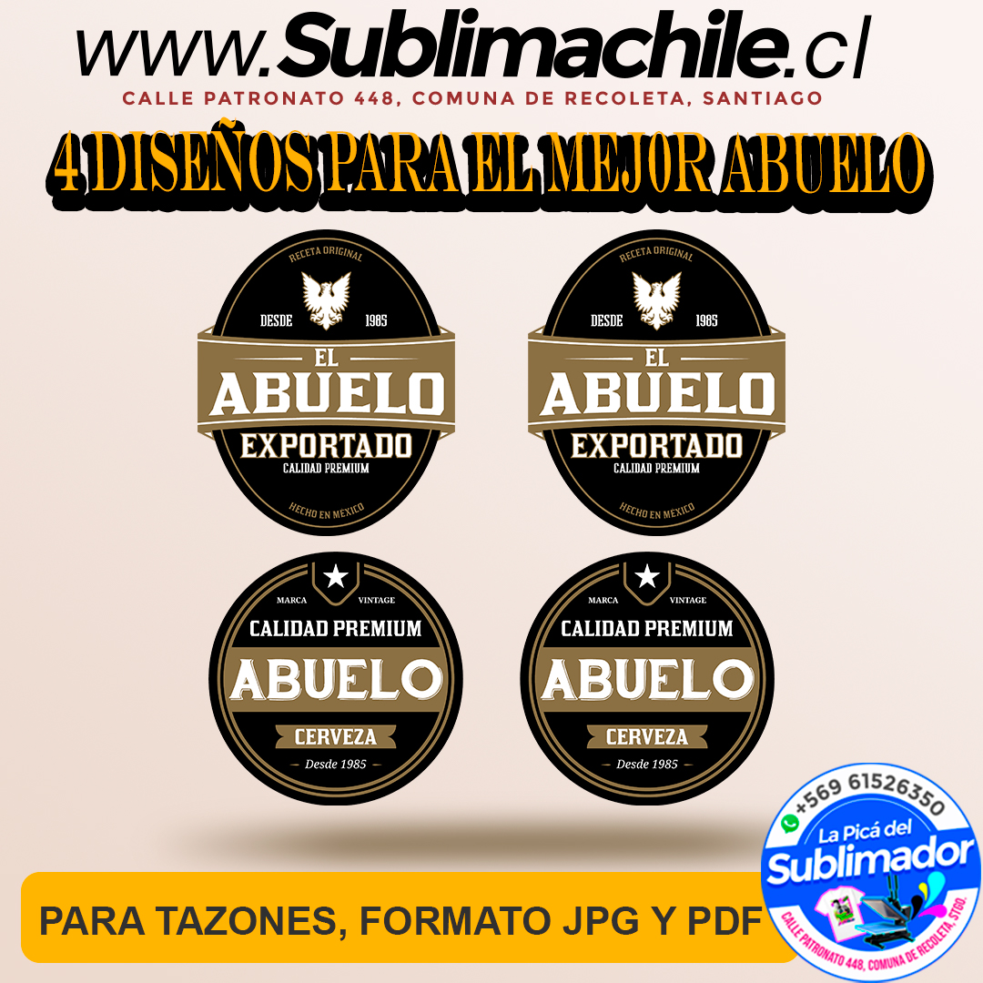 4 Diseños para el mejor abuelo para sublimar - JPG Y PDF 1 4 Diseños para el mejor abuelo para sublimar - JPG Y PDF