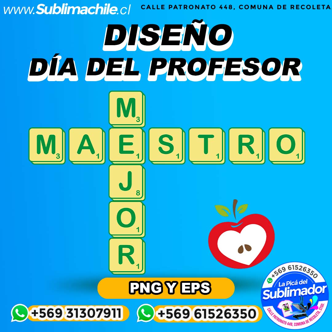 Diseño Día del Profesor para Sublimar - EPS y PNG 1 Diseño Día del Profesor para Sublimar - EPS y PNG