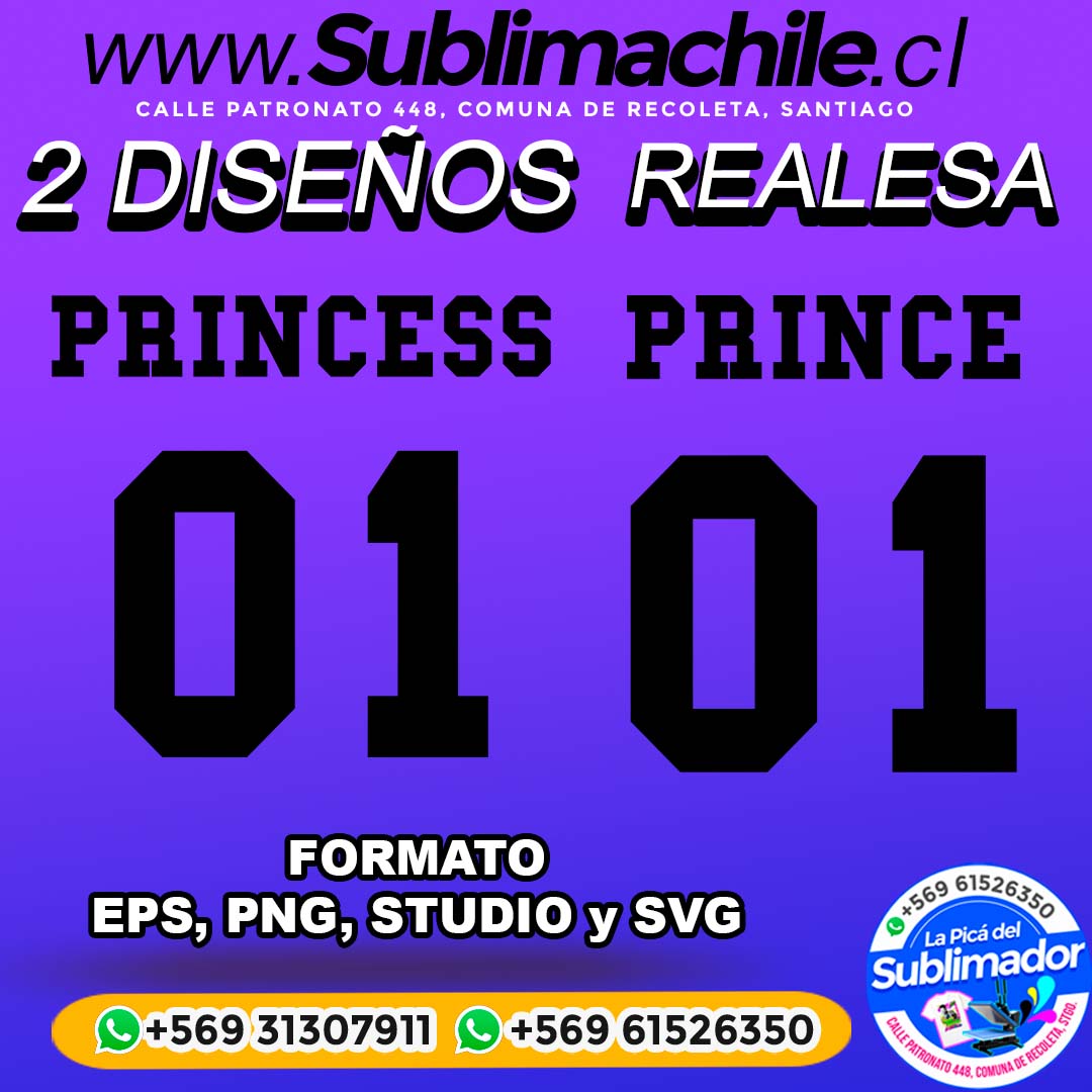 2 Diseños de Príncipe y Princesa para sublimar - EPS, PNG, STUDIO y SVG 1 2 Diseños de Príncipe y Princesa para sublimar - EPS, PNG, STUDIO y SVG