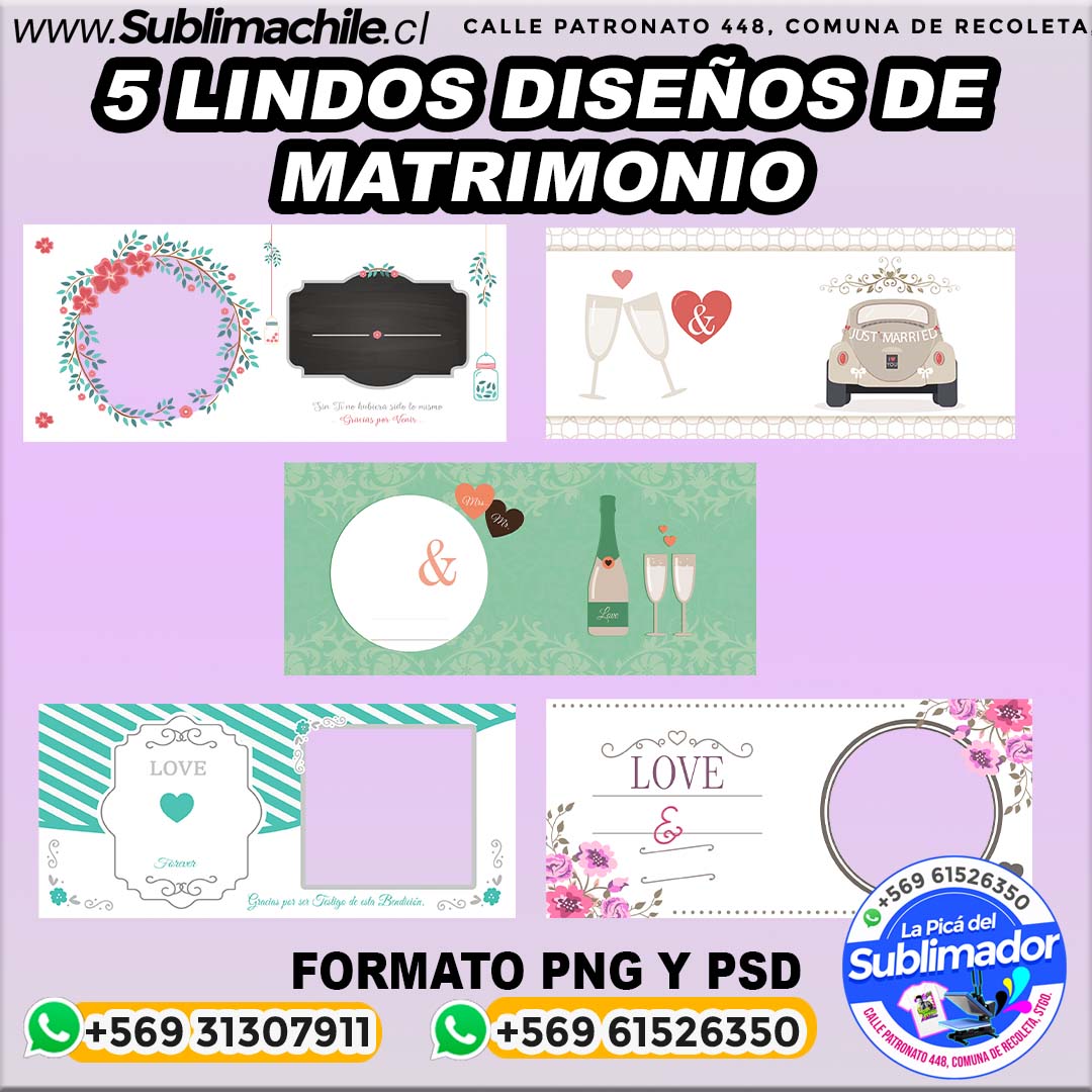 5 lindos diseños de matrimonio para sublimar tazones - PNG Y PSD 1 5 lindos diseños de matrimonio para sublimar tazones - PNG Y PSD