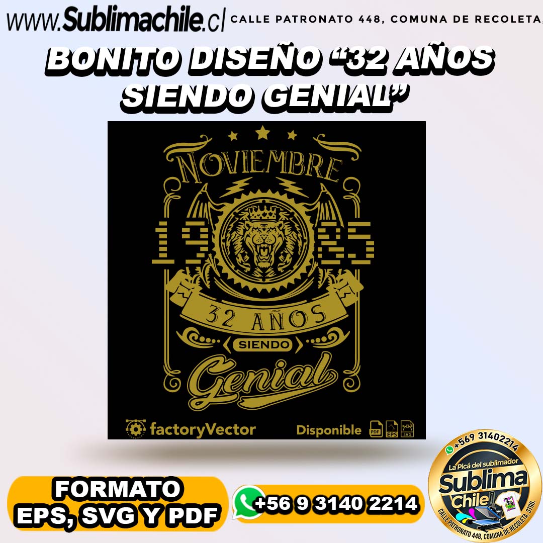 Bonito diseño 32 años siendo genial para sublimar - PDF, EPS Y SVG 1 Bonito diseño 32 años siendo genial para sublimar - PDF, EPS Y SVG