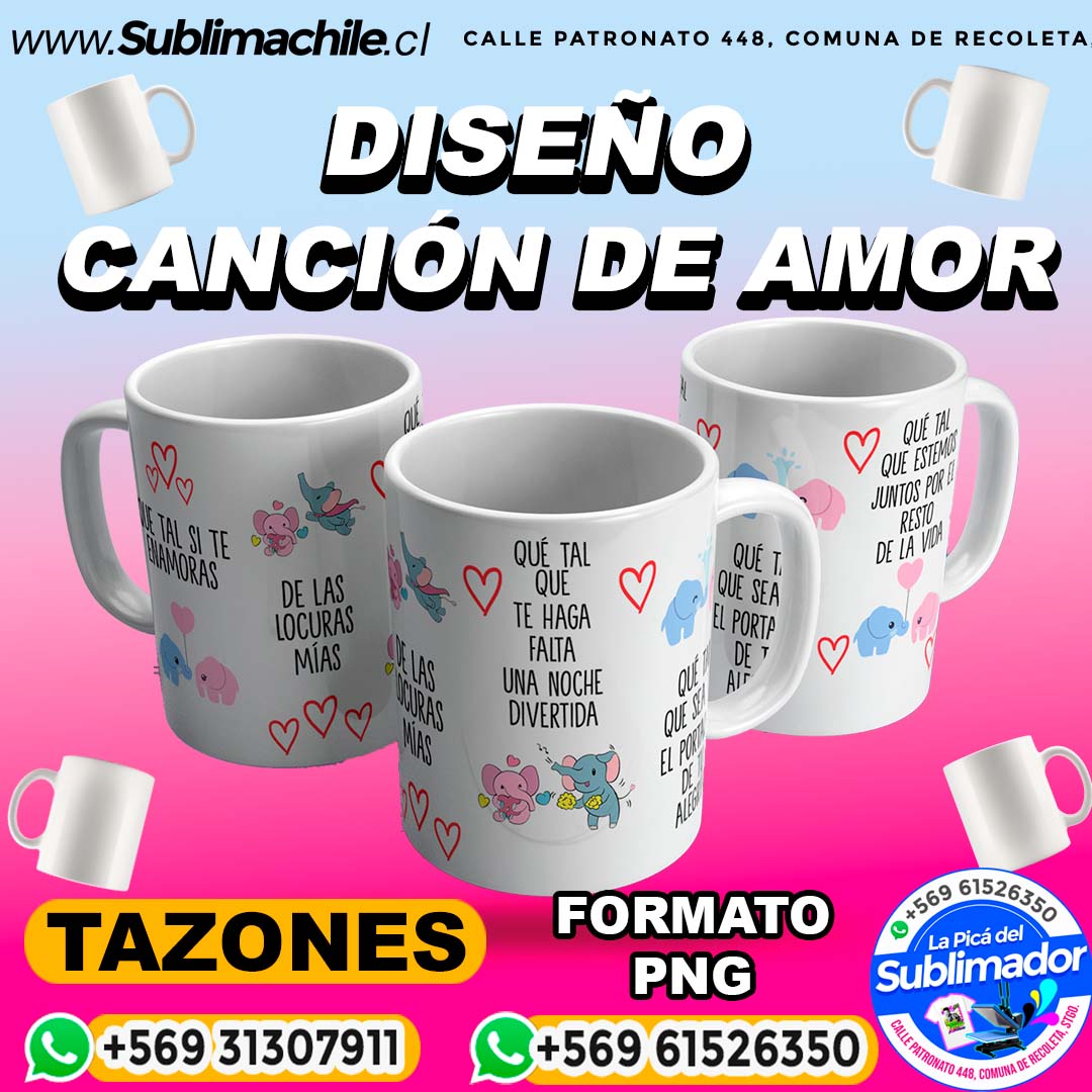 Diseño de Canción de Amor para Sublimar en Tazones - PNG 1 Diseño de Canción de Amor para Sublimar en Tazones - PNG