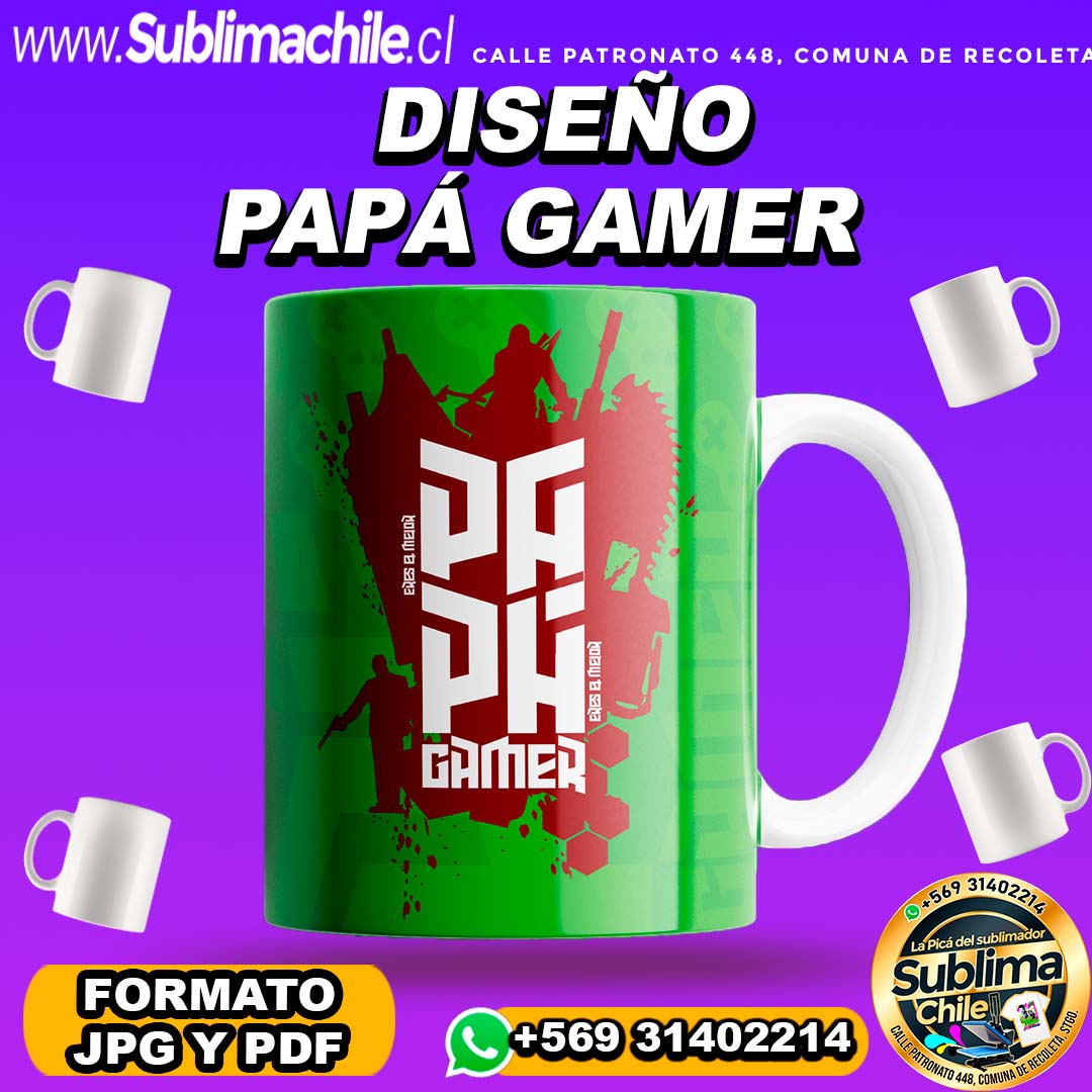 Diseño de Padre Gamer para Sublimar en Tazones Editables en CDR - PDF y JPG 1 Diseño de Padre Gamer para Sublimar en Tazones Editables en CDR - PDF y JPG