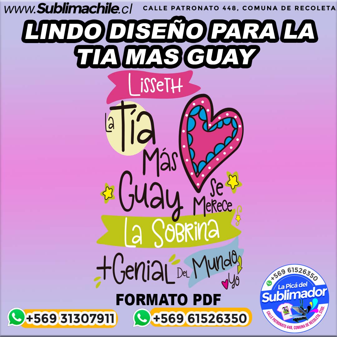 Lindo diseño para la tia mas guay para sublimar - PDF 1 Lindo diseño para la tia mas guay para sublimar - PDF