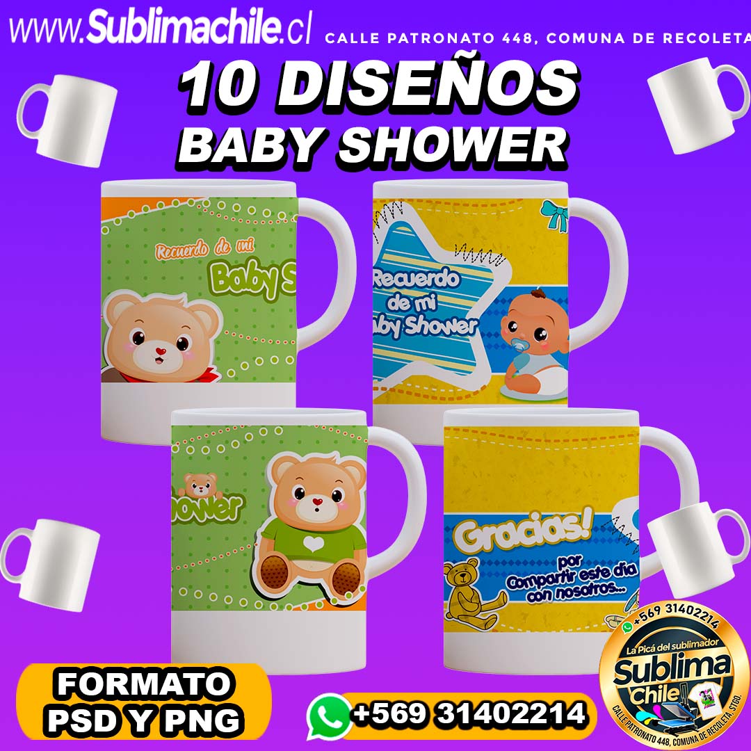 10 Diseños de Baby Shower para Sublimar Tazones Editables - PSD y PNG 1 10 Diseños de Baby Shower para Sublimar Tazones Editables - PSD y PNG