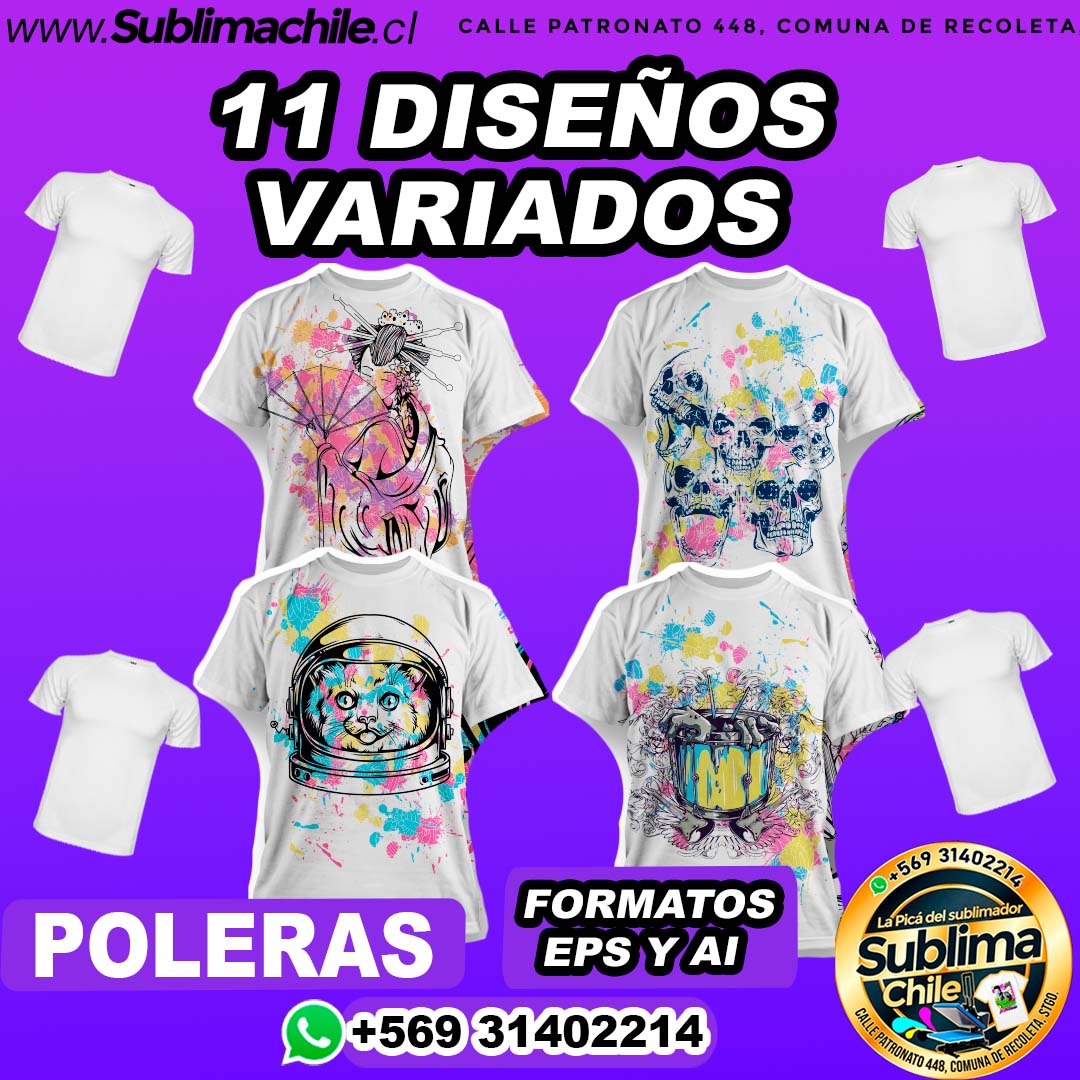 11 Diseños Variados para Sublimar Poleras Editable - AI y EPS 1 11 Diseños Variados para Sublimar Poleras Editable - AI y EPS