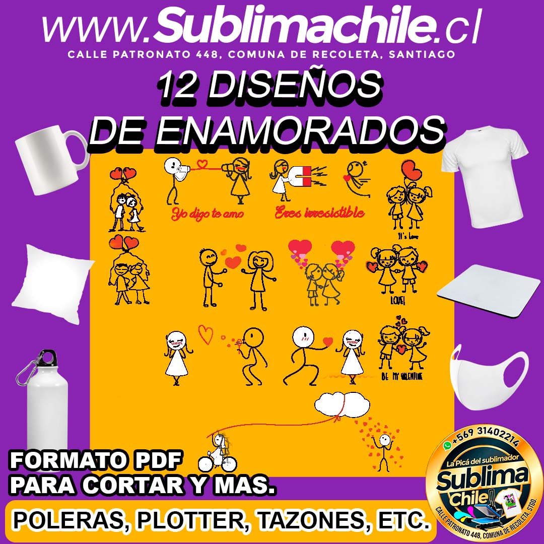 12 Diseños de Enamorados para Sublimar Editable en CDR - PDF 1 12 Diseños de Enamorados para Sublimar Editable en CDR - PDF