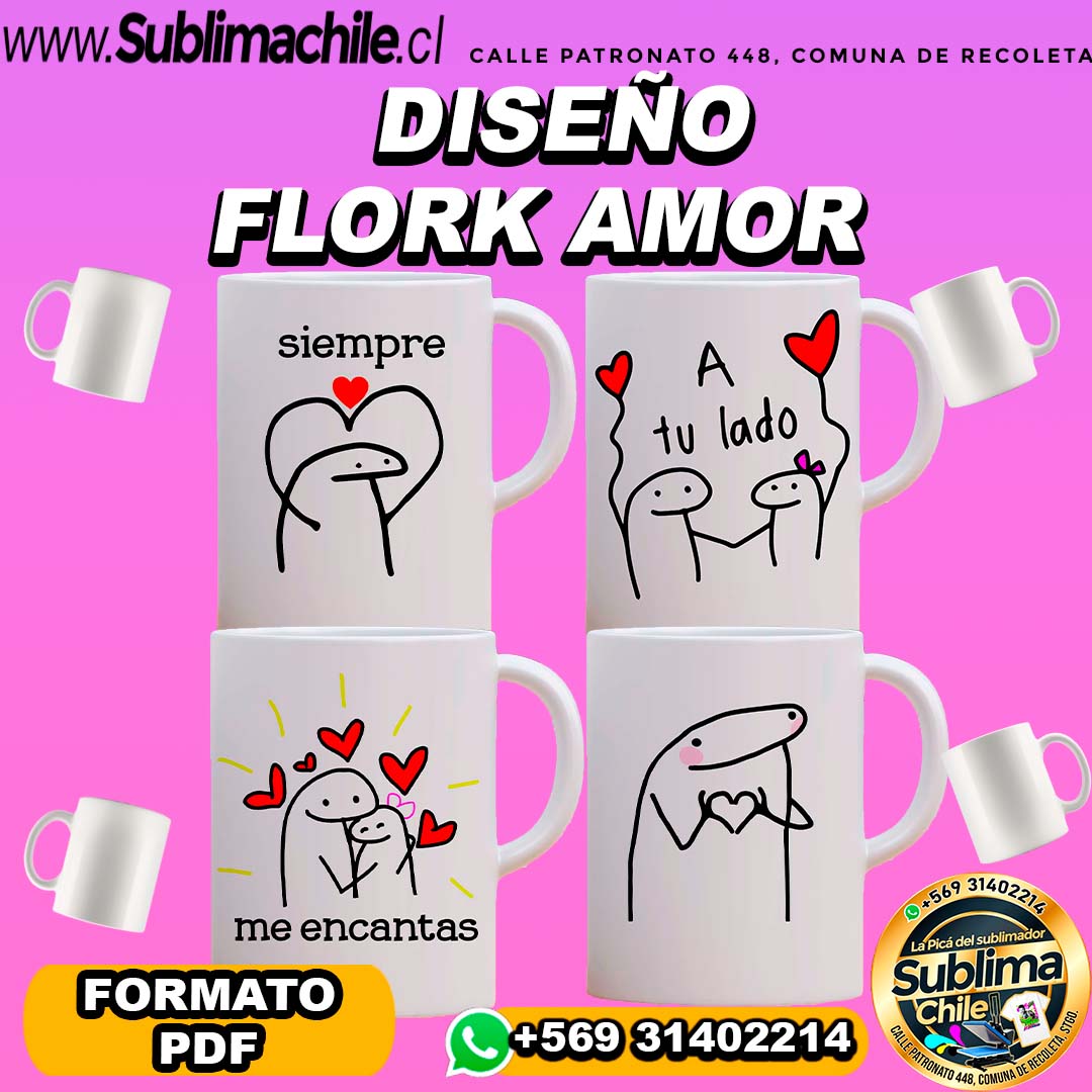 2 Diseño Flork Amor para Sublimar en Tazones Editables en CDR - PDF 1 2 Diseño Flork Amor para Sublimar en Tazones Editables en CDR - PDF