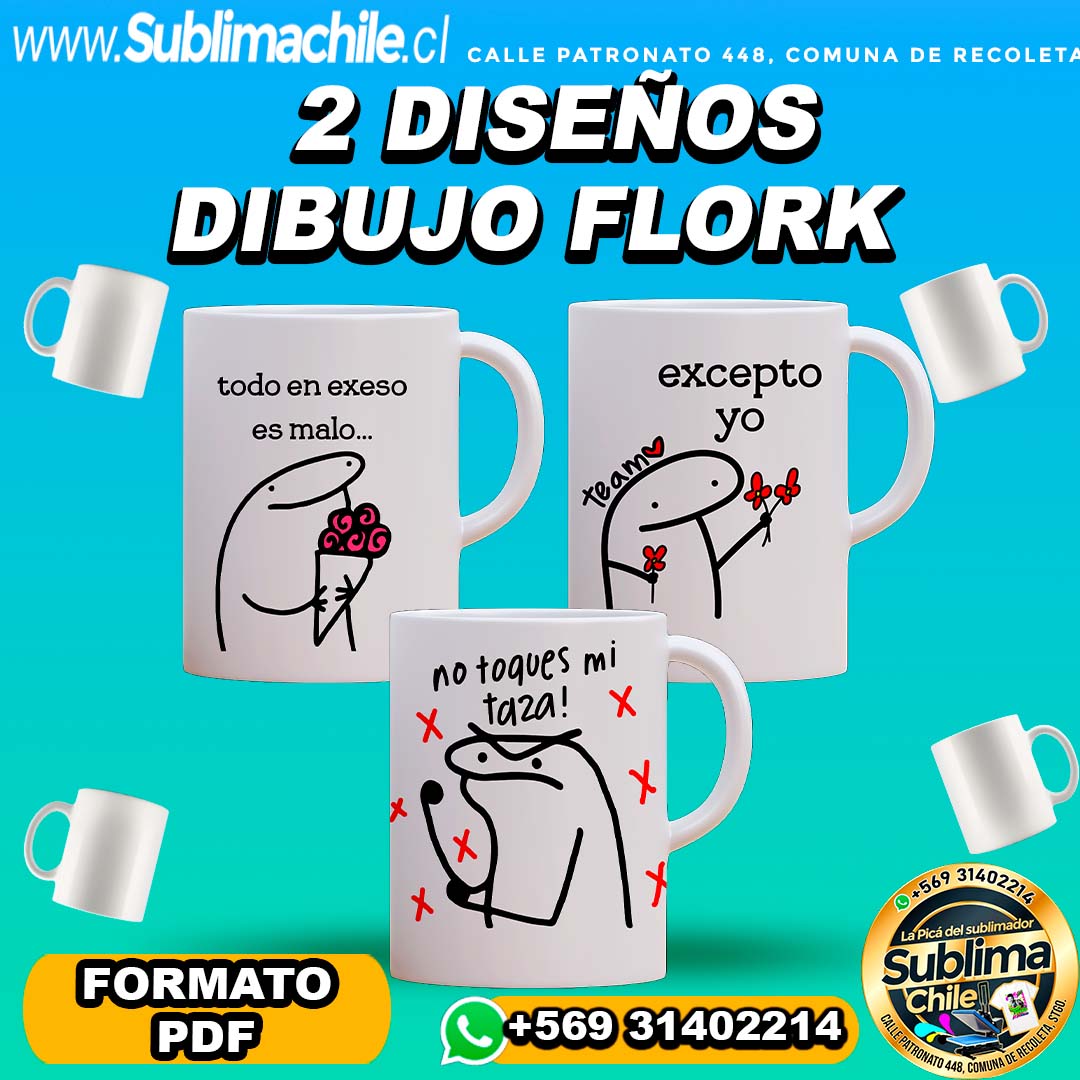 2 Diseños Flork para Sublimar Tazones Editable en CDR - PDF 1 2 Diseños Flork para Sublimar Tazones Editable en CDR - PDF