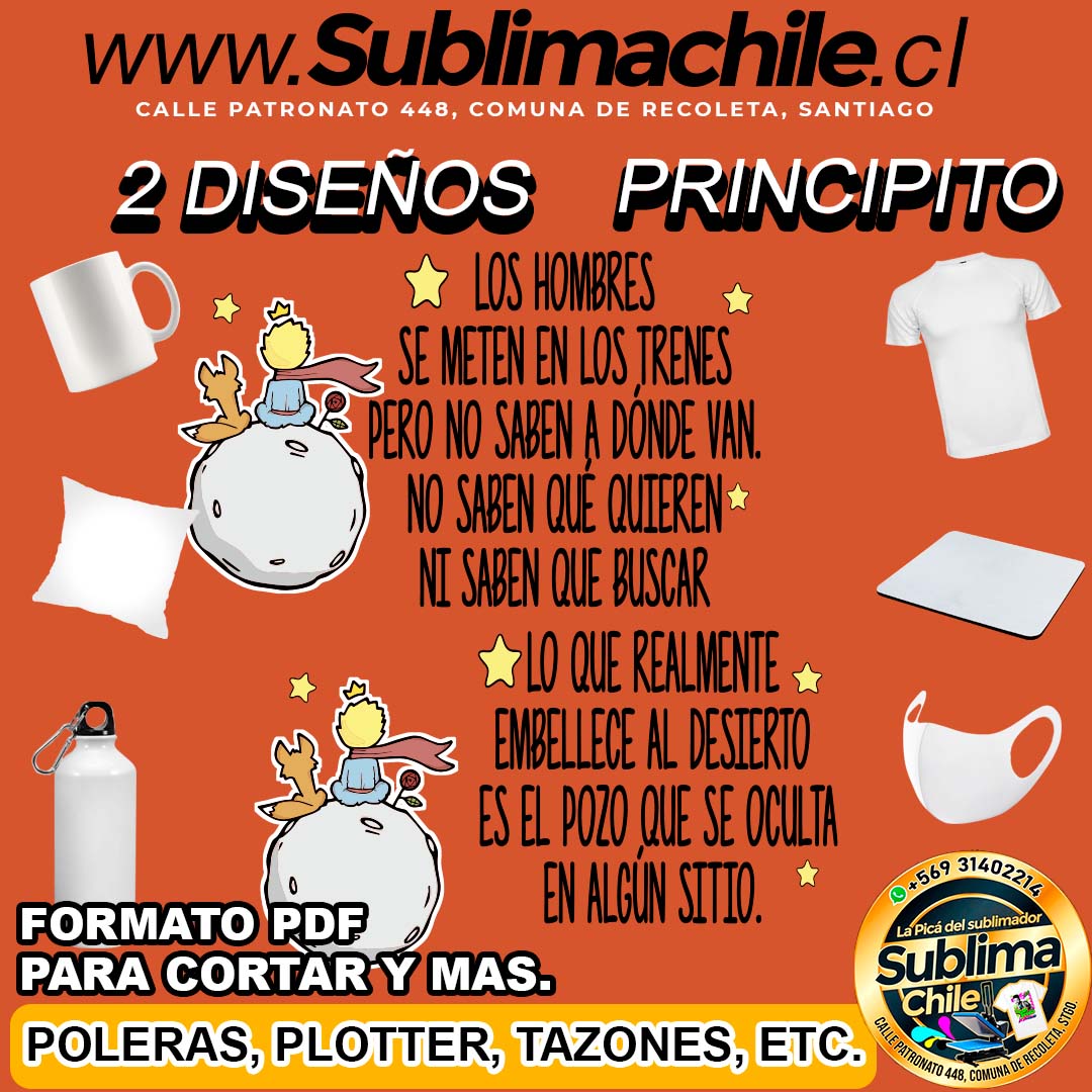 2 Diseños del Principito para Sublimar - EPS Editable en CDR 1 2 Diseños del Principito para Sublimar - EPS Editable en CDR
