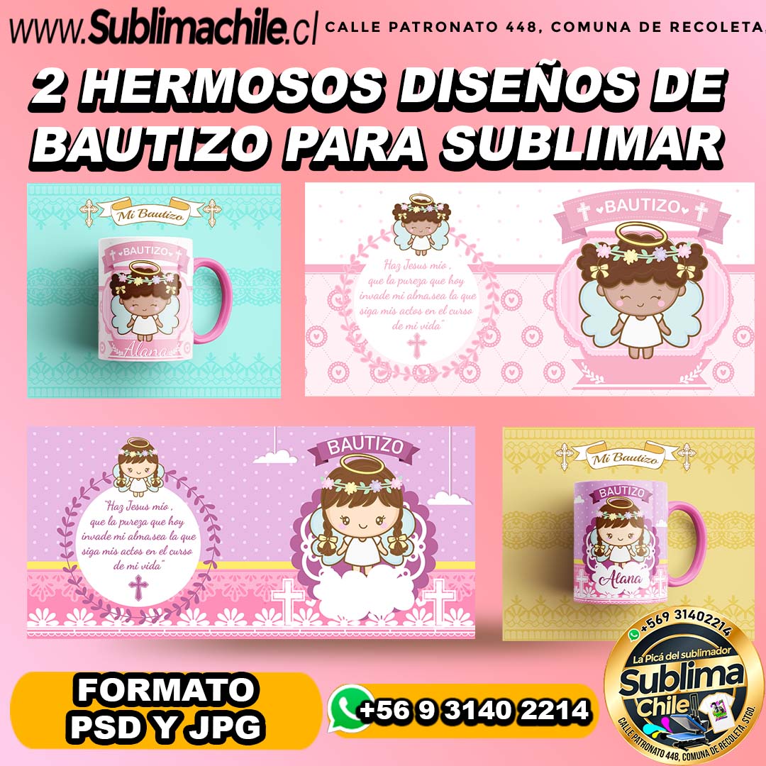 2 hermosos diseños de bautizo para sublimar tazones - PSD Y JPG 1 2 hermosos diseños de bautizo para sublimar tazones - PSD Y JPG