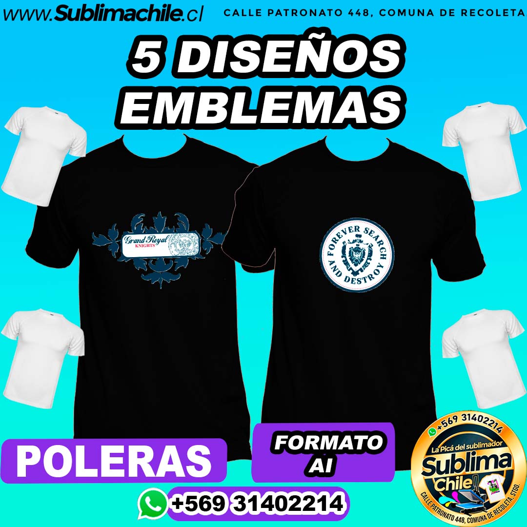 5 Diseños de Emblemas para Sublimar en Poleras - AI 1 5 Diseños de Emblemas para Sublimar en Poleras - AI