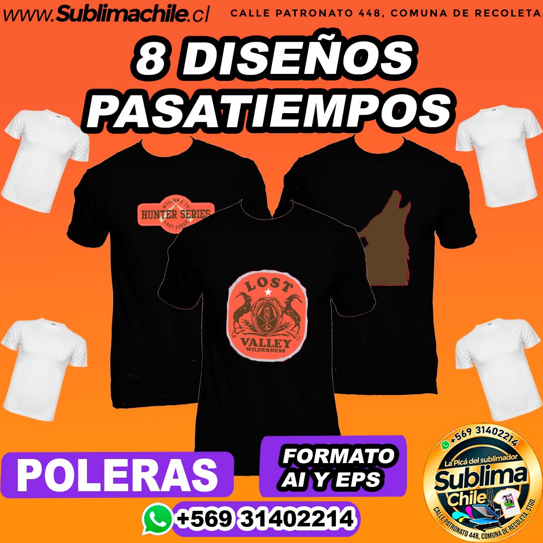 8 Diseños de Pasatiempos para Sublimar en Poleras - AI y EPS 1 8 Diseños de Pasatiempos para Sublimar en Poleras - AI y EPS