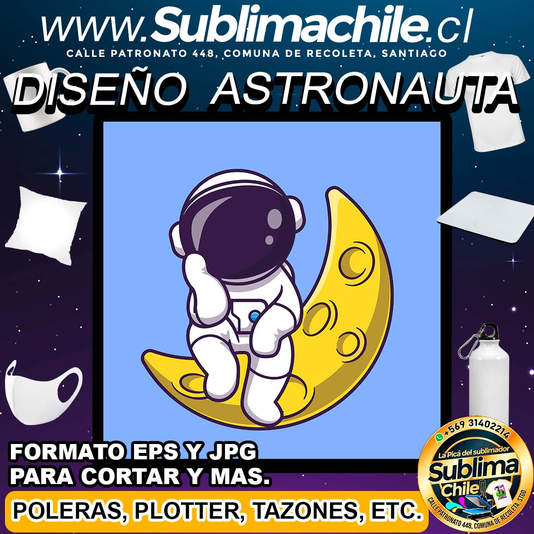 Diseño de Astronauta para Sublimar Editable - EPS y JPG 1 Diseño de Astronauta para Sublimar Editable - EPS y JPG