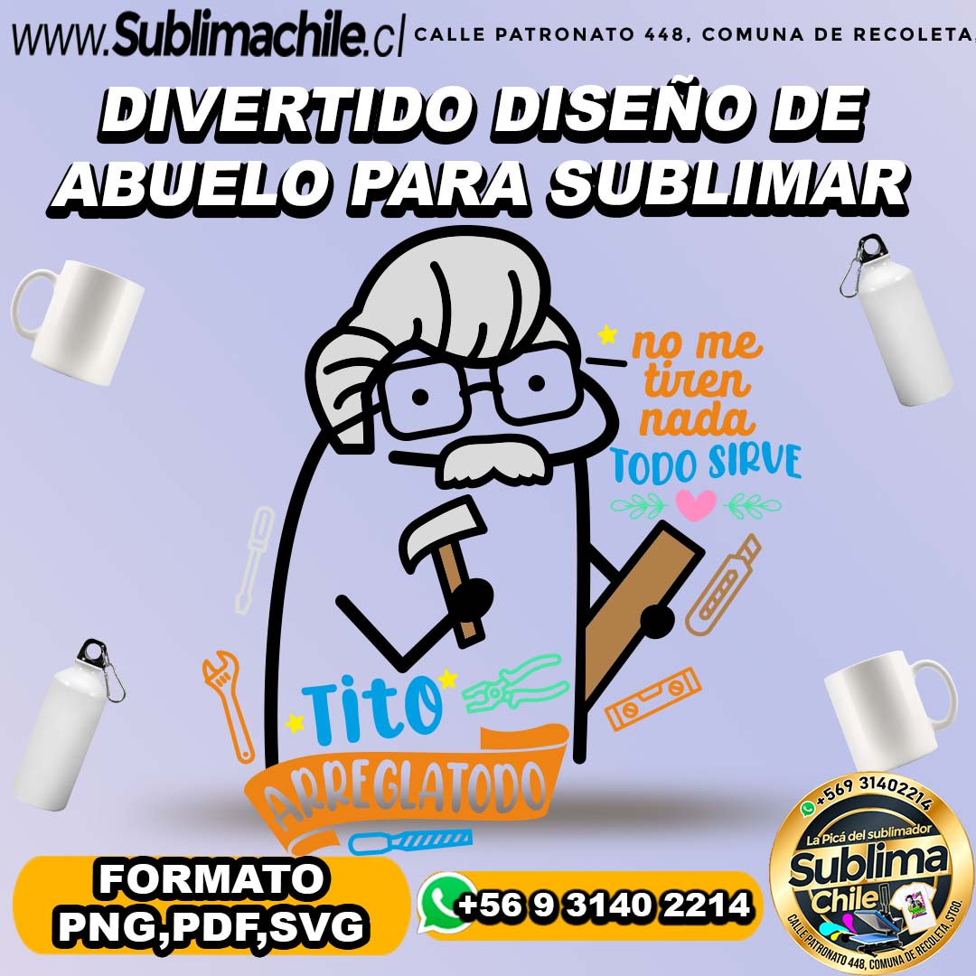 Divertido diseño editable de abuelo para sublimar - PNG, PDF, SVG 1 Divertido diseño editable de abuelo para sublimar - PNG, PDF, SVG
