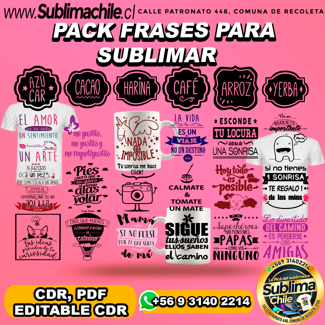 Pack de 25 frases motivantes para sublimar - PDF, CDR EDITABLE 1 Pack de 25 frases motivantes para sublimar - PDF, CDR EDITABLE
