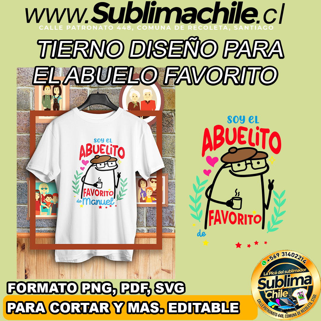 Tierno diseño editable del abuelo favorito para sublimar - PNG, PDF, SVG 1 Tierno diseño editable del abuelo favorito para sublimar - PNG, PDF, SVG