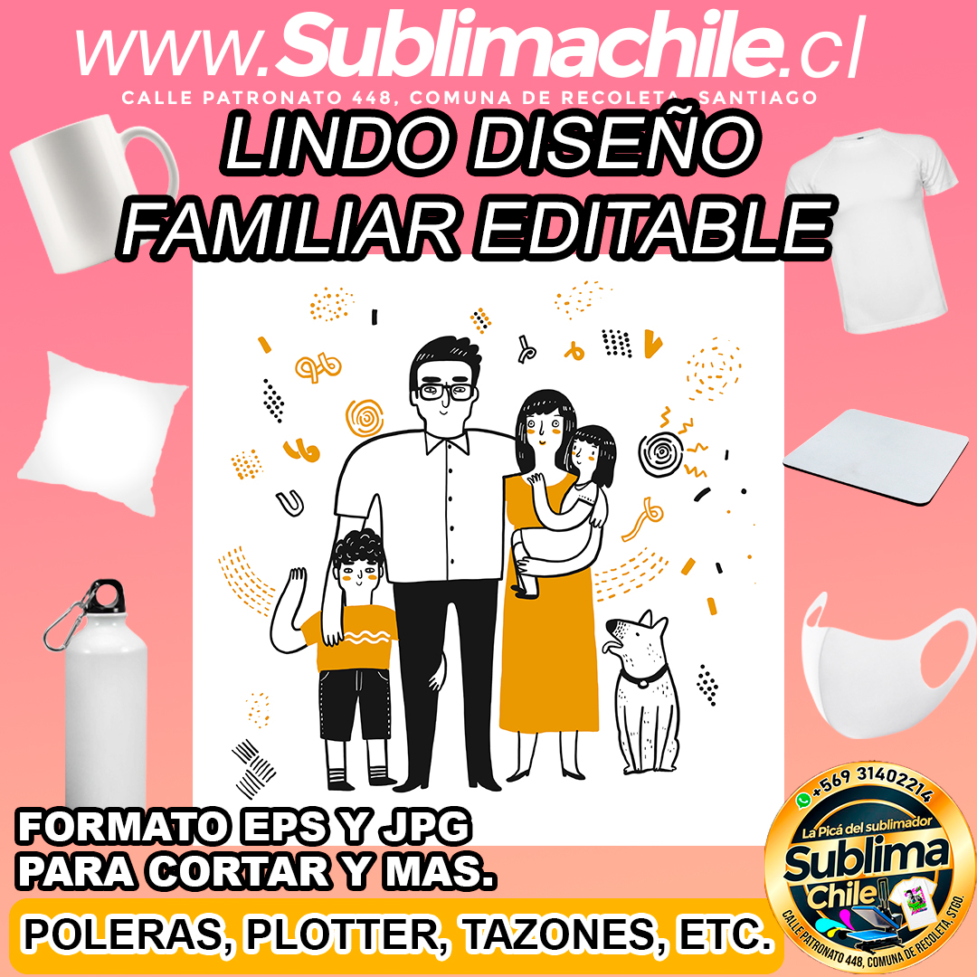 Un diseño editable de la familia para sublimar - EPS, JPG 1 Un diseño editable de la familia para sublimar - EPS, JPG