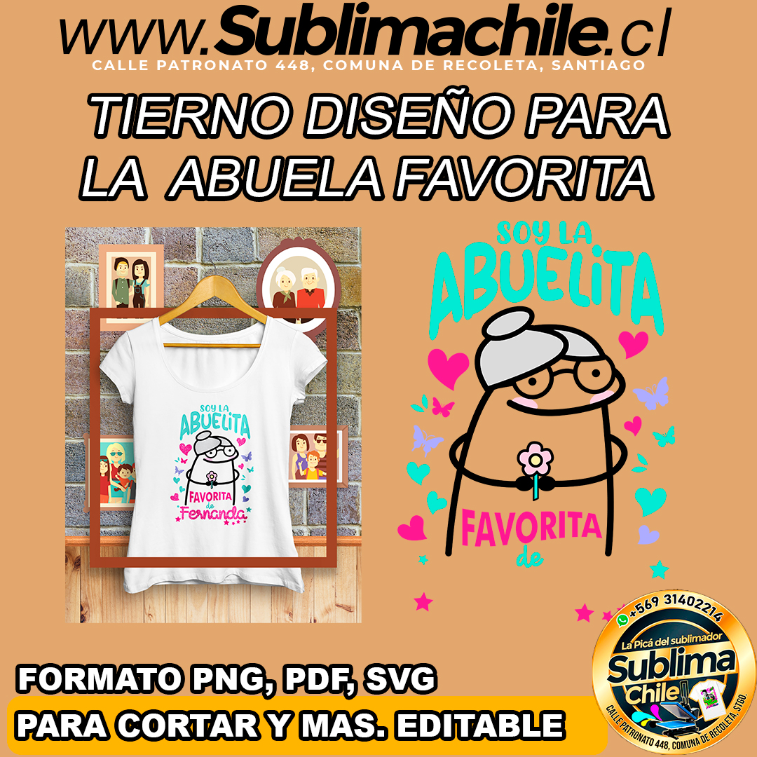 Un tierno diseño editable para la abuela favorita para sublimar poleras - PNG, PDF, SVG 1 Un tierno diseño editable para la abuela favorita para sublimar poleras - PNG, PDF, SVG