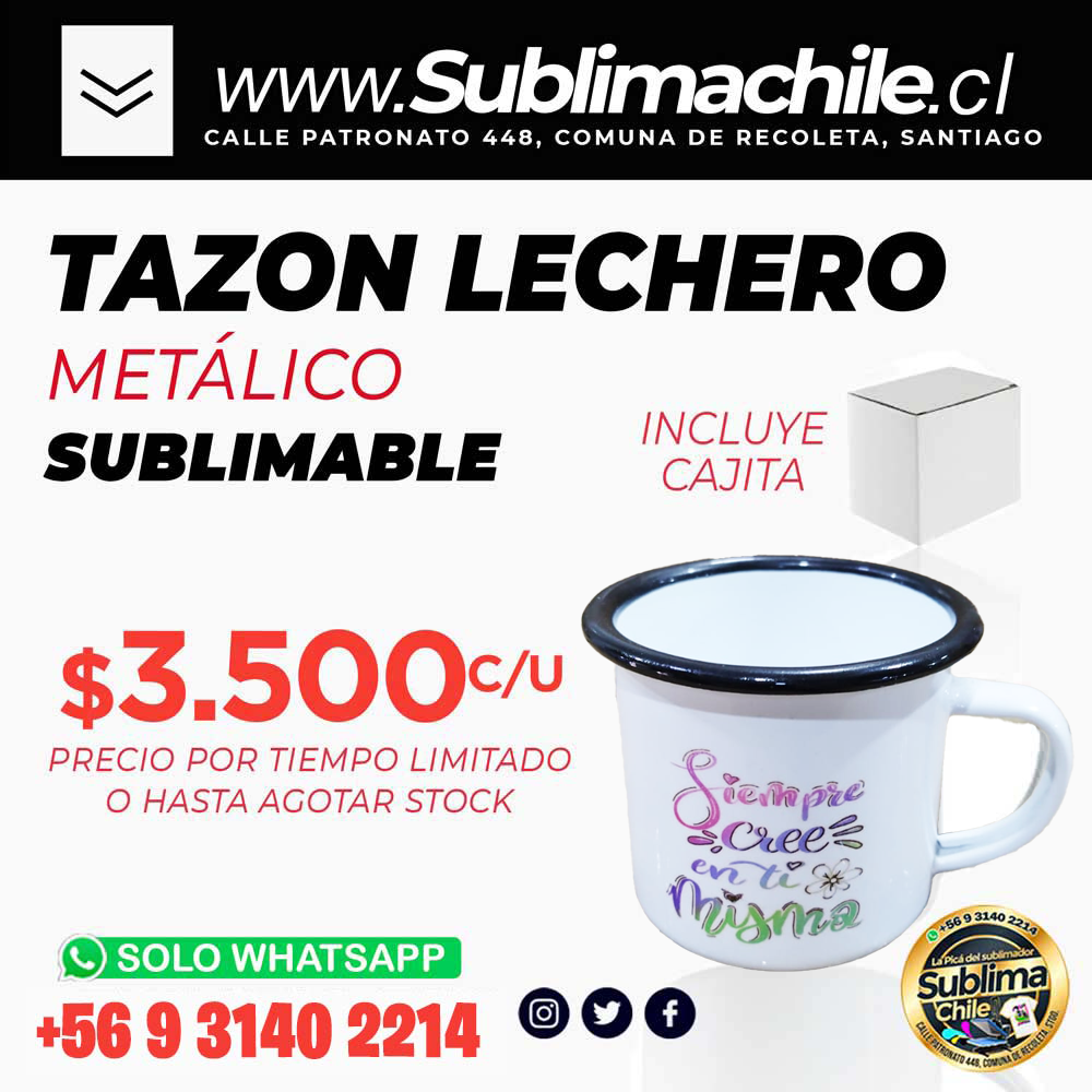 Tazon Lechero metalico blanco 350ml 1 Tazon Lechero metalico blanco 350ml