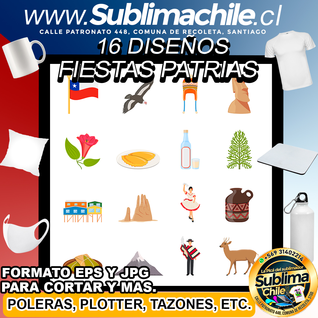 16 Diseños de las Fiestas Patrias para Sublimar Editable - JPG y EPS 1 16 Diseños de las Fiestas Patrias para Sublimar Editable - JPG y EPS