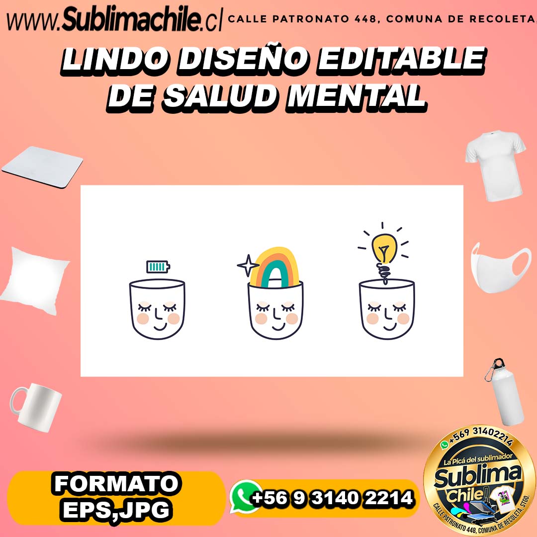 3 Lindos diseños editables de salud mental para sublimar - EPS,JPG 1 3 Lindos diseños editables de salud mental para sublimar - EPS,JPG