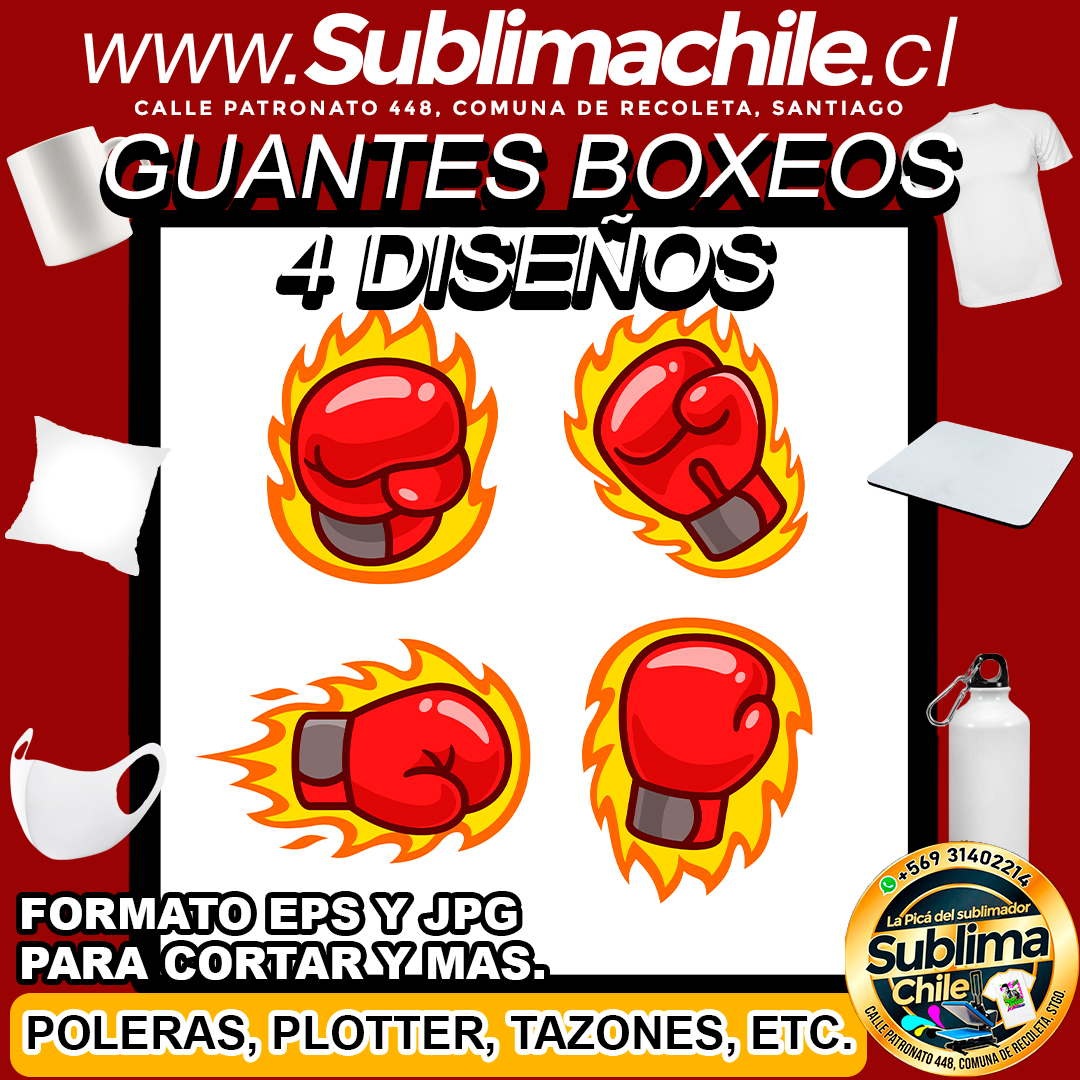 4 Diseños Guantes de Boxeos para Sublimar - JPG y EPS 1 4 Diseños Guantes de Boxeos para Sublimar - JPG y EPS