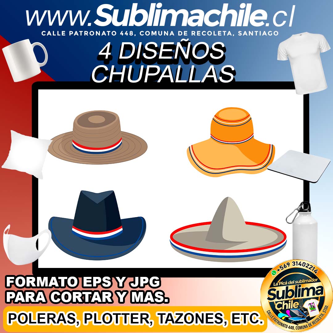 4 Diseños de Chupallas para Sublimar - JPG y EPS 1 4 Diseños de Chupallas para Sublimar - JPG y EPS
