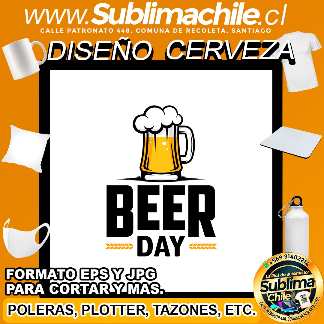 Diseño Cerveza para Sublimar - EPS y JPG 1 Diseño Cerveza para Sublimar - EPS y JPG