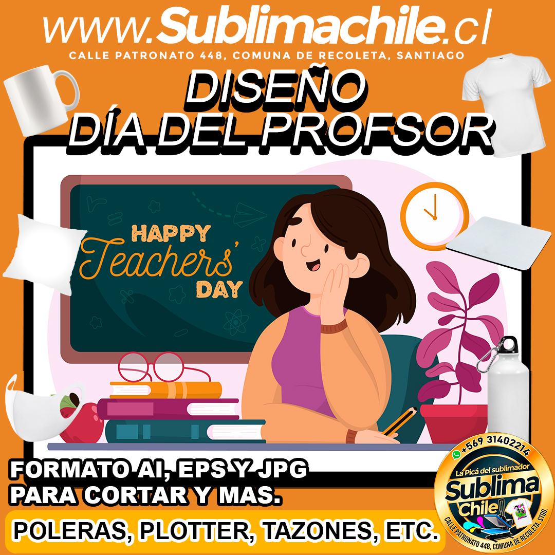 Diseño Día del Profesor para Sublimar Editable - AI, JPG y EPS 1 Diseño Día del Profesor para Sublimar Editable - AI, JPG y EPS