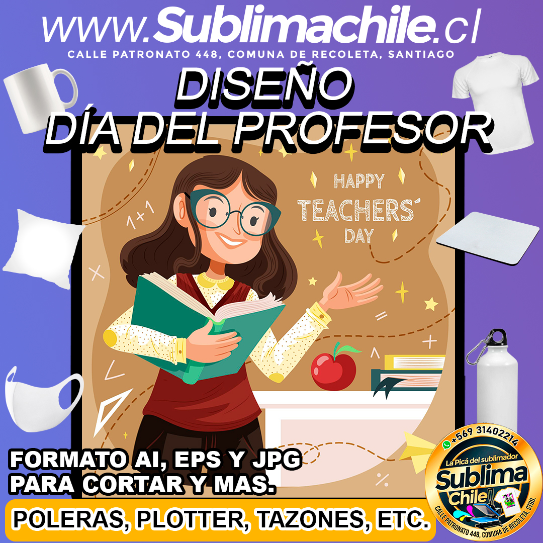 Diseño Editable Día del Profesor para Sublimar - AI, JPG y EPS 1 Diseño Editable Día del Profesor para Sublimar - AI, JPG y EPS