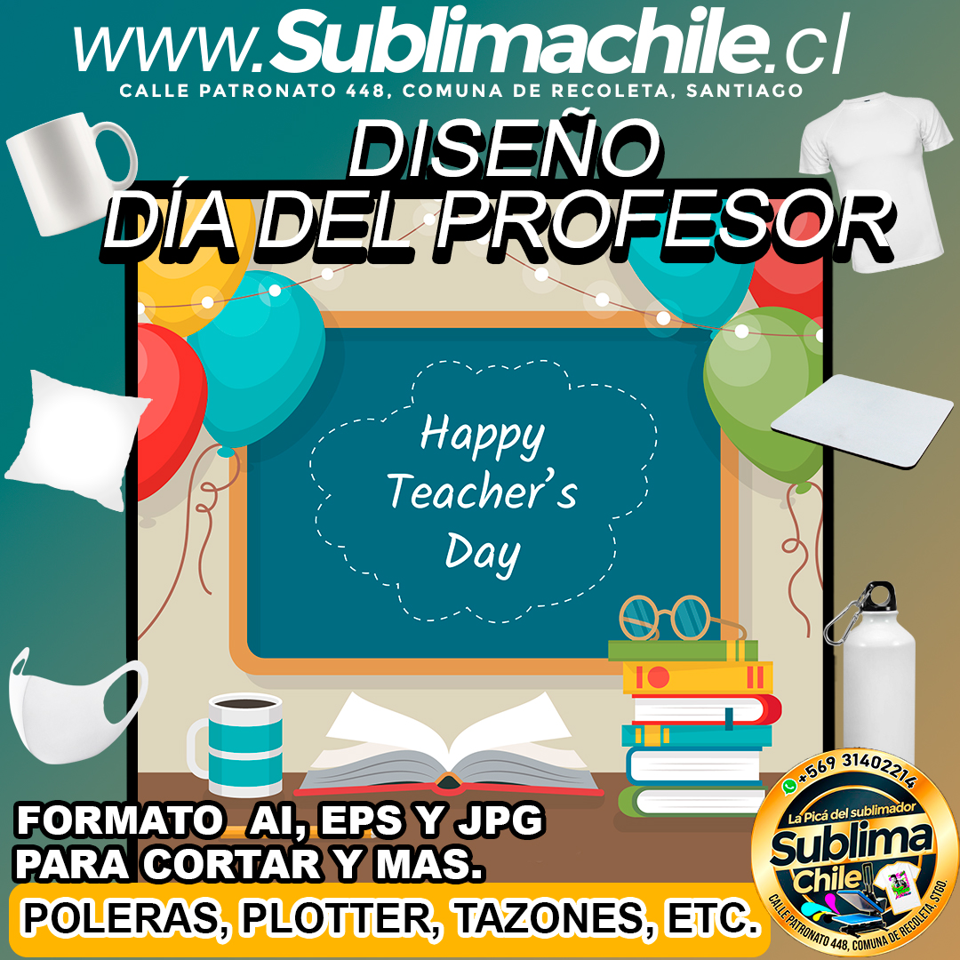 Diseño Editable Día del Profesor para Sublimar - AI, JPG y EPS 1 Diseño Editable Día del Profesor para Sublimar - AI, JPG y EPS