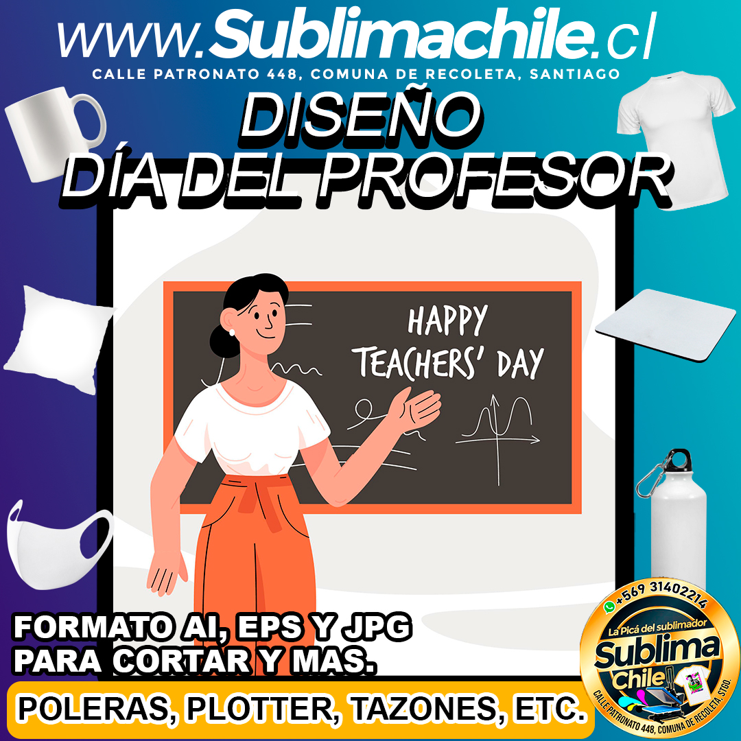 Diseño Día del Profesor para Sublimar Editable - EPS, AI y JPG 1 Diseño Día del Profesor para Sublimar Editable - EPS, AI y JPG