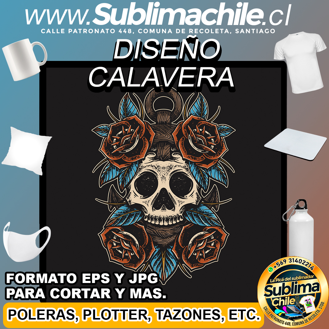 Diseño de Calavera para Sublimar - JPG y EPS 1 Diseño de Calavera para Sublimar - JPG y EPS