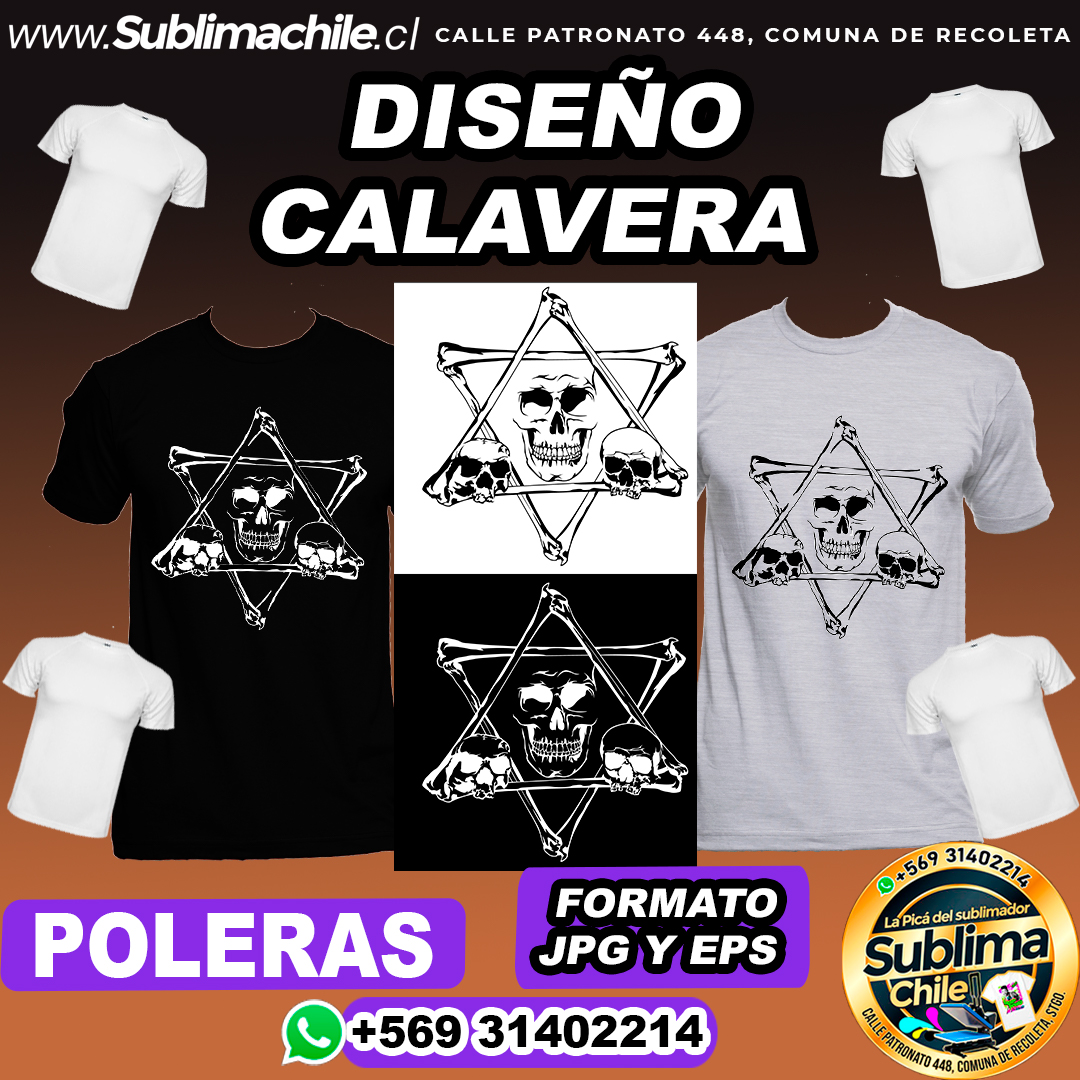 Diseño de Calavera para Sublimar Poleras - JPG y EPS 1 Diseño de Calavera para Sublimar Poleras - JPG y EPS