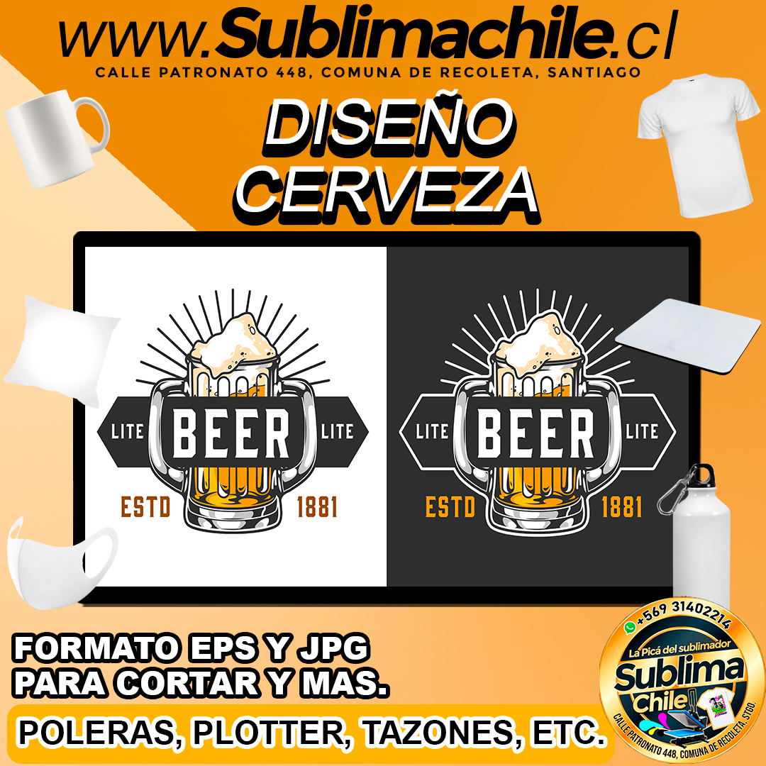 Diseño de Cerveza para Sublimar - JPG y EPS 1 Diseño de Cerveza para Sublimar - JPG y EPS