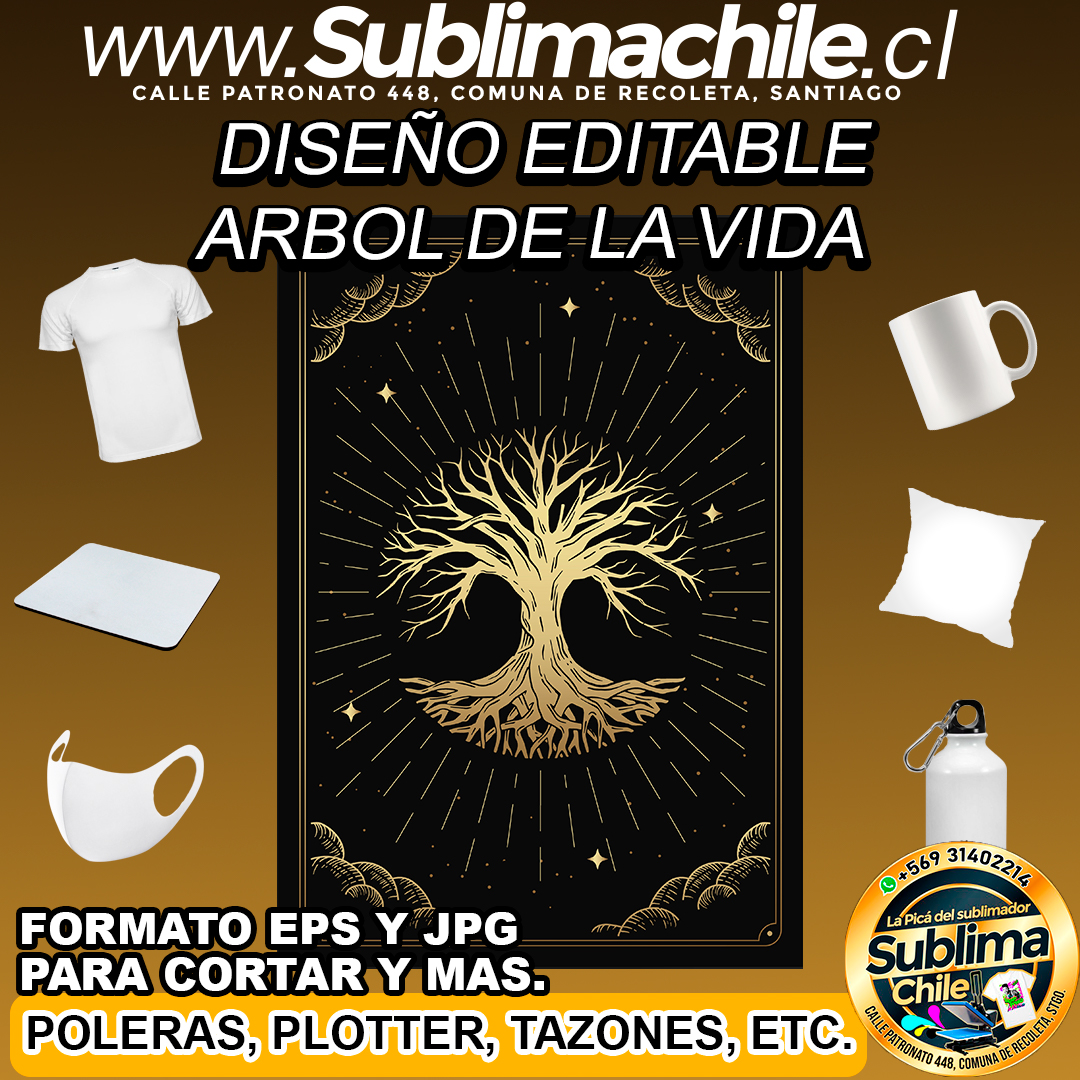 Diseño editable de "árbol de la vida" para sublimar - EPS, JPG 1 Diseño editable de "árbol de la vida" para sublimar - EPS, JPG