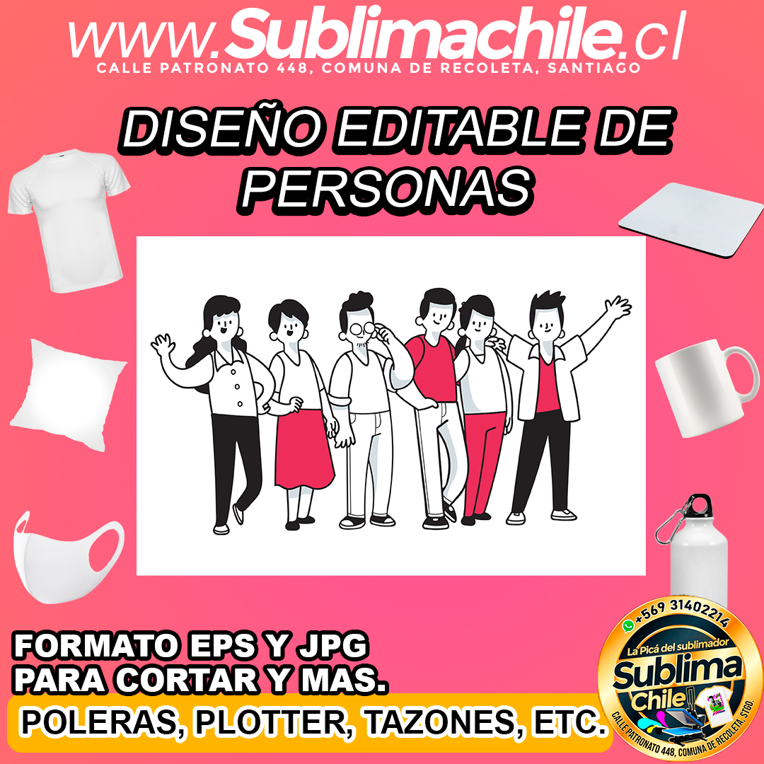 Diseño editable de personas para sublimar - EPS, JPG 1 Diseño editable de personas para sublimar - EPS, JPG