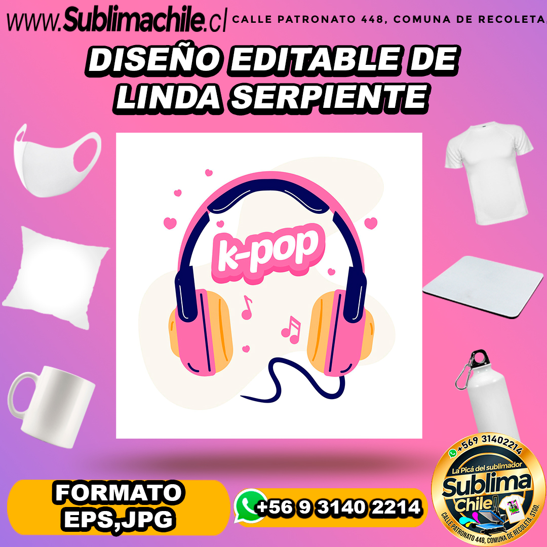 Un diseño editable de "audífonos kpop" para sublimar - EPS, JPG 1 Un diseño editable de "audífonos kpop" para sublimar - EPS, JPG
