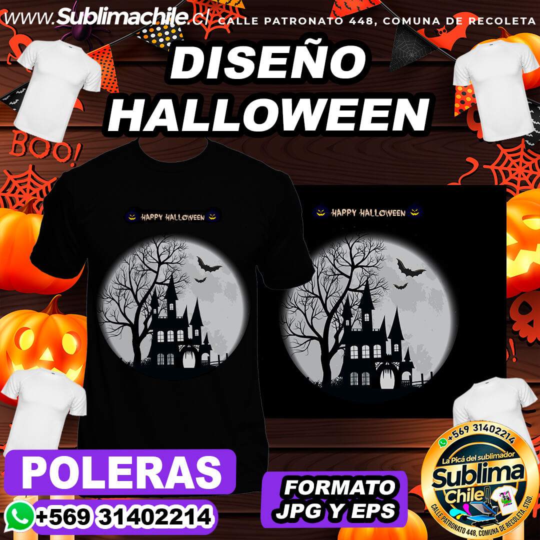 Diseño Halloween para Sublimar Poleras - EPS y JPG 1 Diseño Halloween para Sublimar Poleras - EPS y JPG