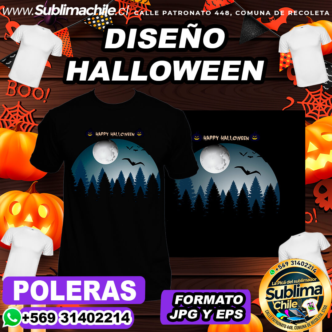 Diseño Halloween para Sublimar Poleras - JPG y EPS 1 Diseño Halloween para Sublimar Poleras - JPG y EPS