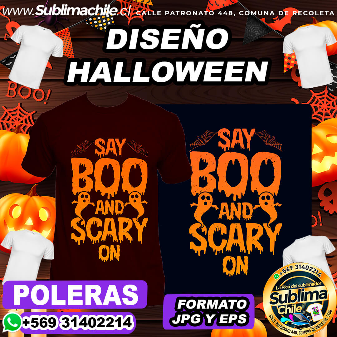 Diseño Halloween para Sublimar Poleras - JPG y EPS 1 Diseño Halloween para Sublimar Poleras - JPG y EPS