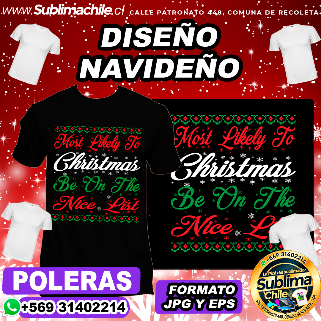 Diseño Navideño para Sublimar Poleras - EPS y JPG 1 Diseño Navideño para Sublimar Poleras - EPS y JPG