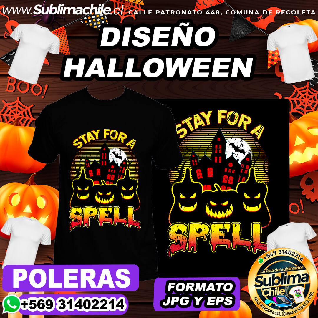 Diseño Sobre Halloween para Sublimar Poleras - JPG y EPS 1 Diseño Sobre Halloween para Sublimar Poleras - JPG y EPS